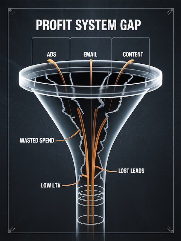 Leaky bucket representing profit loss